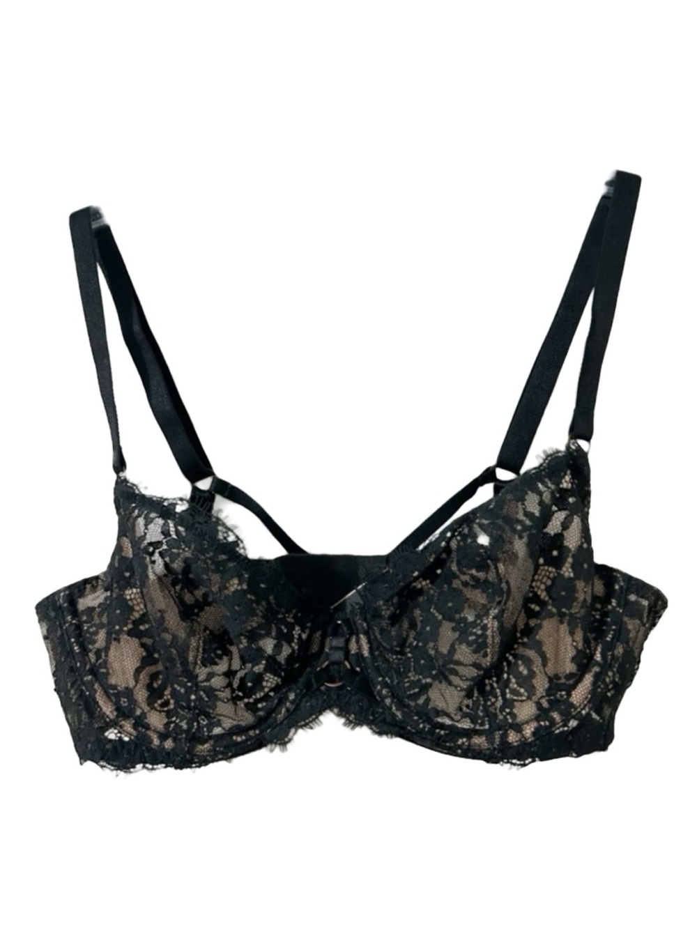 Victoria's Secret Very Sexy Unlined Demi Black Sheer Lace Bra Hooks Size 34B